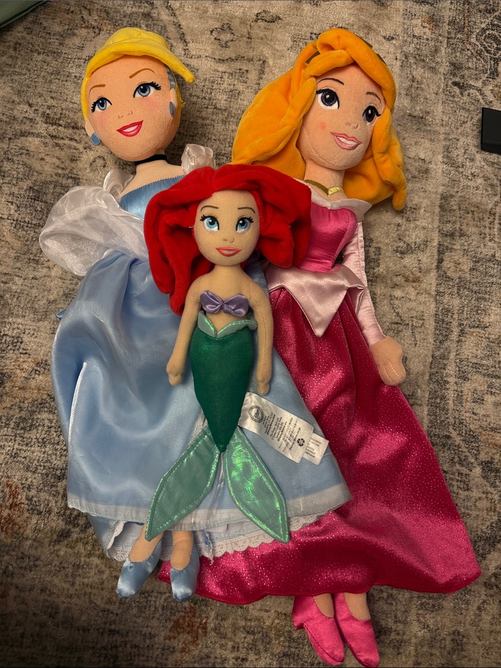 Disney Plush Princess Dolls - Blue, Green & Pink